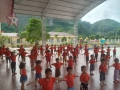 Giờ thể dục sáng của các cháu trường mầm non Đông Thành